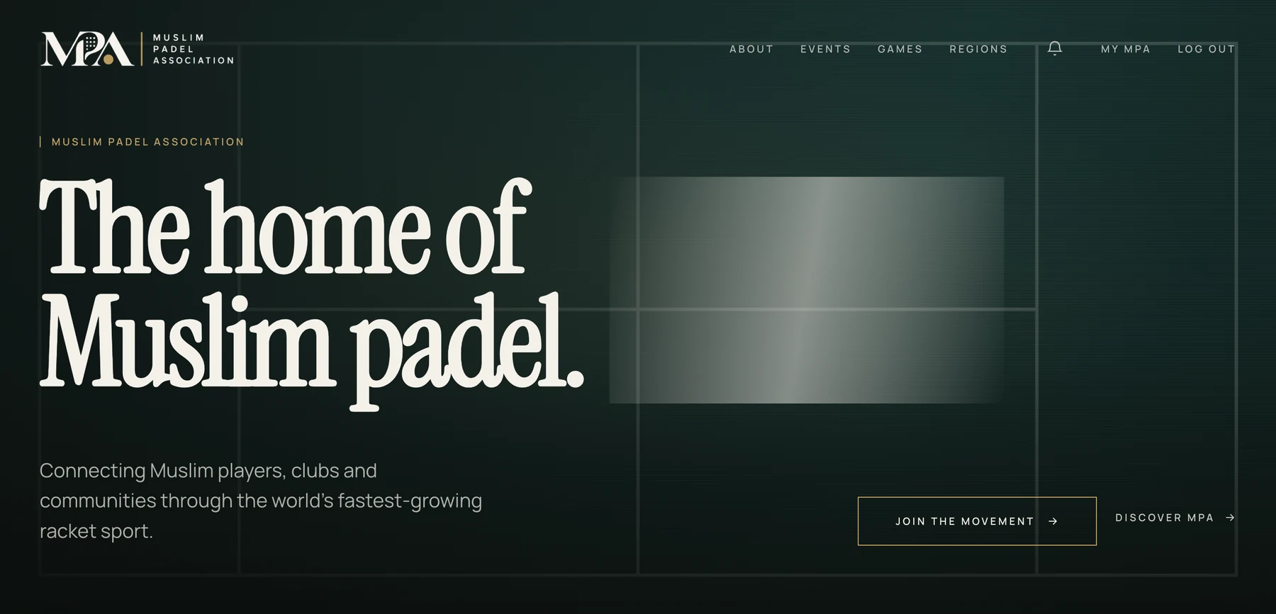 Muslim Padel Association website — homepage hero